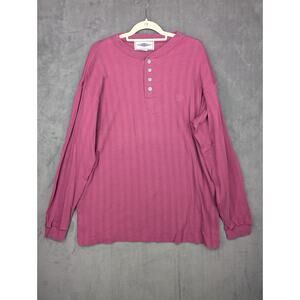 Arizona Jean Co Shirt Mens Large Tall LT Purple Henley Vintage Long Sleeve
